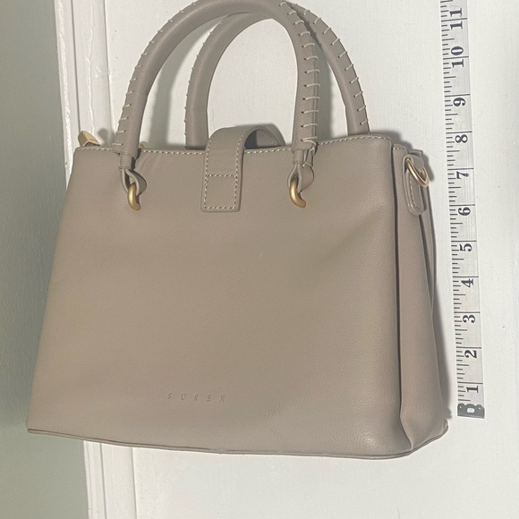 Susen Taupe Tan Handbag w/ Gold Accents - Picture 4 of 10